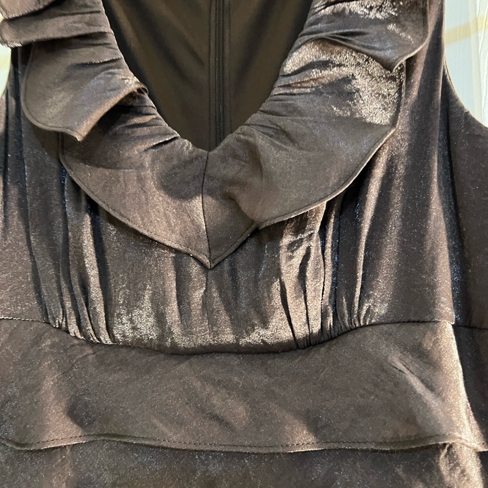 London Times Brown Ruffled Mini Dress - Picture 2 of 4